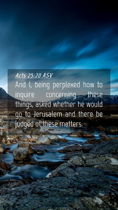 Picture 04 - Acts 25:20 ASV Mobile Phone Wallpaper - And I, being perplexed how to inquire concerning - Mobile Bible Verse Wallpaper