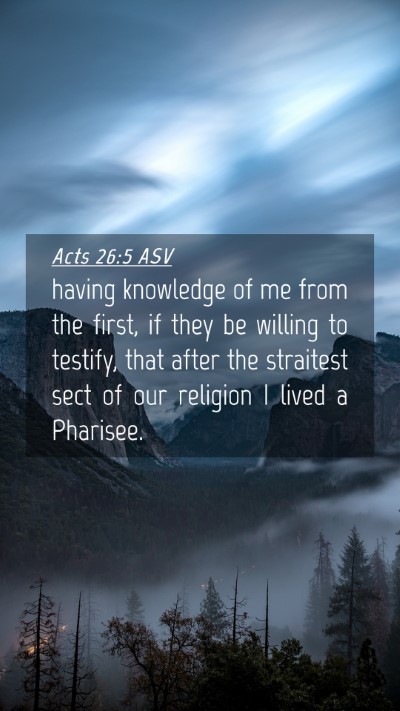Picture 04 - Acts 26:5 ASV Mobile Phone Wallpaper - having knowledge of me from the first, if they be - Mobile Bible Verse Wallpaper
