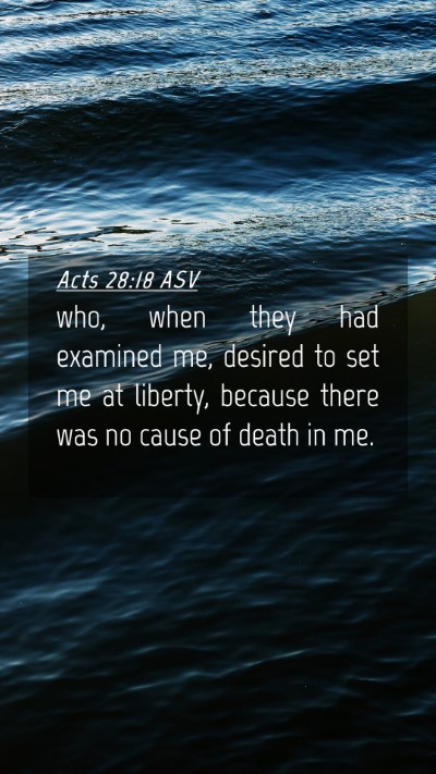 Picture 04 - Acts 28:18 ASV Mobile Phone Wallpaper - who, when they had examined me, desired to set me - Mobile Bible Verse Wallpaper