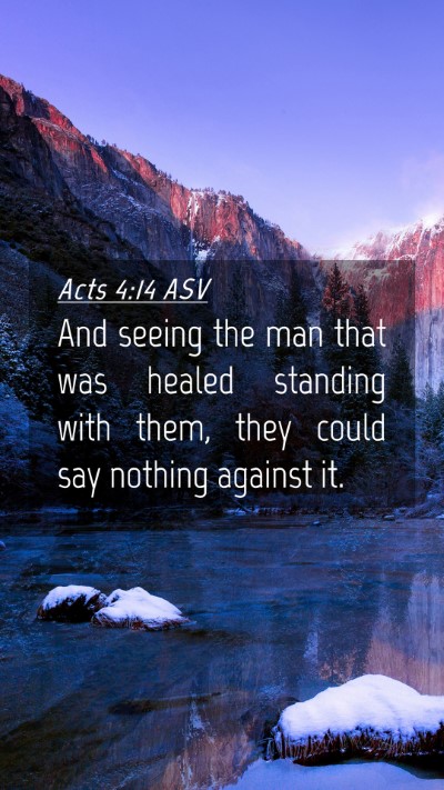 Picture 04 - Acts 4:14 ASV Mobile Phone Wallpaper - And seeing the man that was healed standing with - Mobile Bible Verse Wallpaper