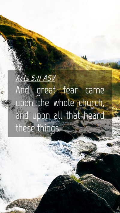 Picture 04 - Acts 5:11 ASV Mobile Phone Wallpaper - And great fear came upon the whole church, and - Mobile Bible Verse Wallpaper