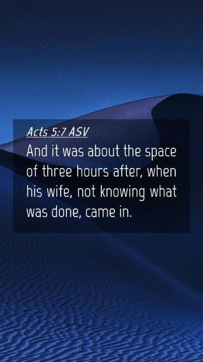 Picture 04 - Acts 5:7 ASV Mobile Phone Wallpaper - And it was about the space of three hours after, - Mobile Bible Verse Wallpaper