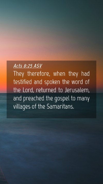 Picture 04 - Acts 8:25 ASV Mobile Phone Wallpaper - They therefore, when they had testified and - Mobile Bible Verse Wallpaper