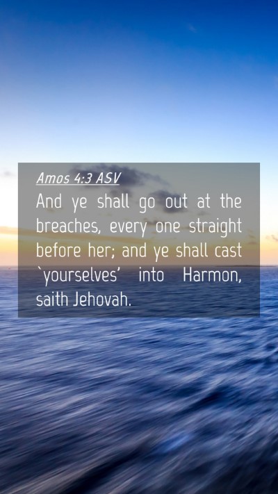Picture 04 - Amos 4:3 ASV Mobile Phone Wallpaper - And ye shall go out at the breaches, every one - Mobile Bible Verse Wallpaper