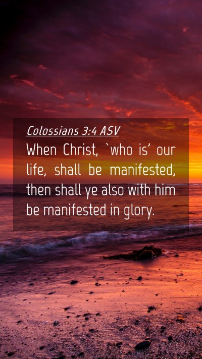 Picture 04 - Colossians 3:4 ASV Mobile Phone Wallpaper - When Christ, `who is' our life, shall be - Mobile Bible Verse Wallpaper