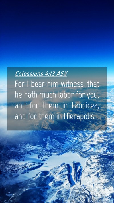 Picture 04 - Colossians 4:13 ASV Mobile Phone Wallpaper - For I bear him witness, that he hath much labor - Mobile Bible Verse Wallpaper