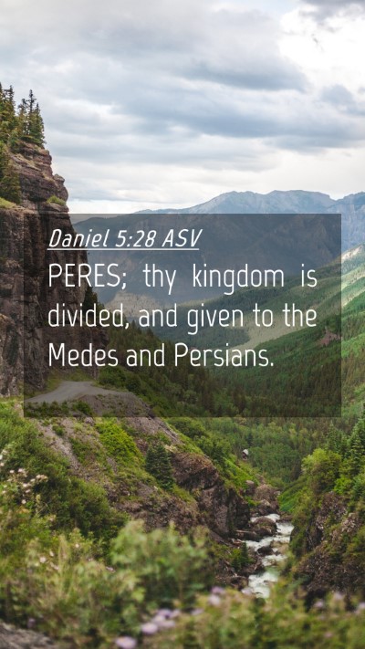 Picture 04 - Daniel 5:28 ASV Mobile Phone Wallpaper - PERES; thy kingdom is divided, and given to the - Mobile Bible Verse Wallpaper