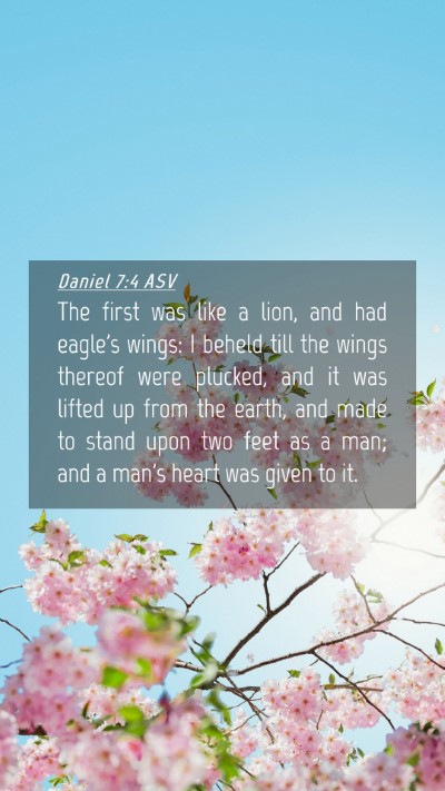 Picture 04 - Daniel 7:4 ASV Mobile Phone Wallpaper - The first was like a lion, and had eagle's wings: - Mobile Bible Verse Wallpaper