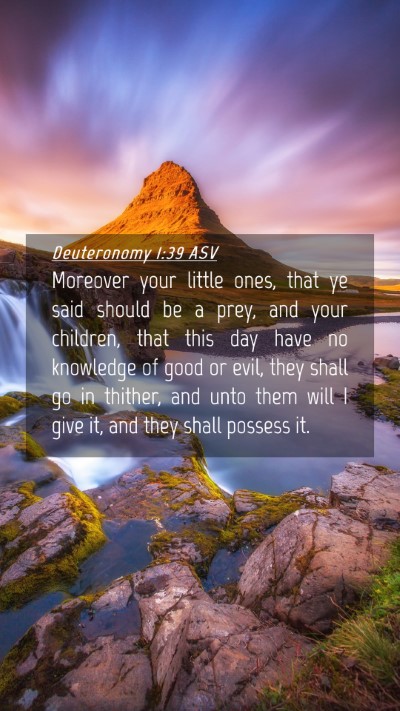 Picture 04 - Deuteronomy 1:39 ASV Mobile Phone Wallpaper - Moreover your little ones, that ye said should be - Mobile Bible Verse Wallpaper