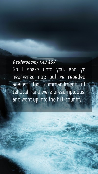 Picture 04 - Deuteronomy 1:43 ASV Mobile Phone Wallpaper - So I spake unto you, and ye hearkened not; but ye - Mobile Bible Verse Wallpaper