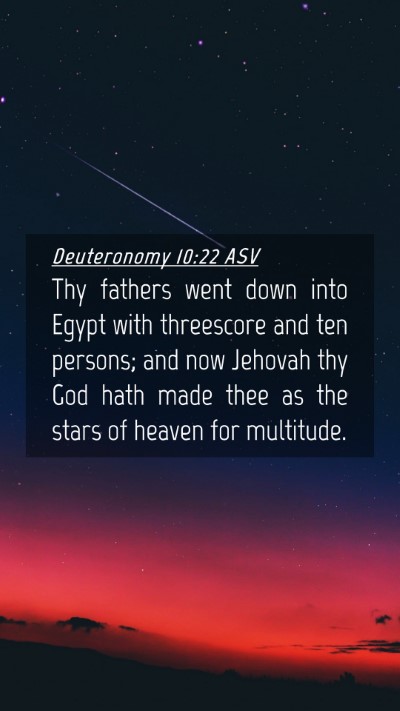 Picture 04 - Deuteronomy 10:22 ASV Mobile Phone Wallpaper - Thy fathers went down into Egypt with threescore - Mobile Bible Verse Wallpaper