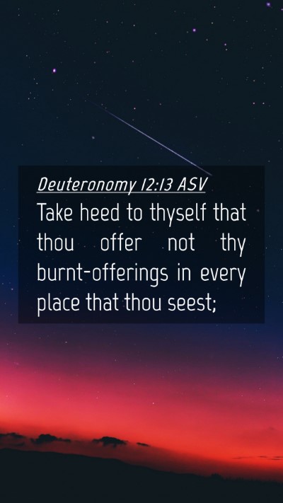 Picture 04 - Deuteronomy 12:13 ASV Mobile Phone Wallpaper - Take heed to thyself that thou offer not thy - Mobile Bible Verse Wallpaper