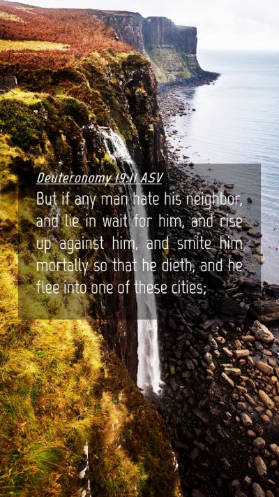 Picture 04 - Deuteronomy 19:11 ASV Mobile Phone Wallpaper - But if any man hate his neighbor, and lie in wait - Mobile Bible Verse Wallpaper