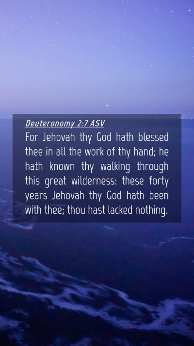Picture 04 - Deuteronomy 2:7 ASV Mobile Phone Wallpaper - For Jehovah thy God hath blessed thee in all the - Mobile Bible Verse Wallpaper