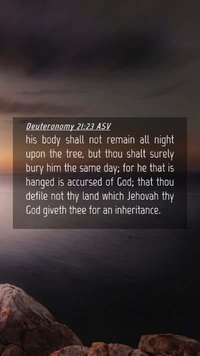 Picture 04 - Deuteronomy 21:23 ASV Mobile Phone Wallpaper - his body shall not remain all night upon the - Mobile Bible Verse Wallpaper