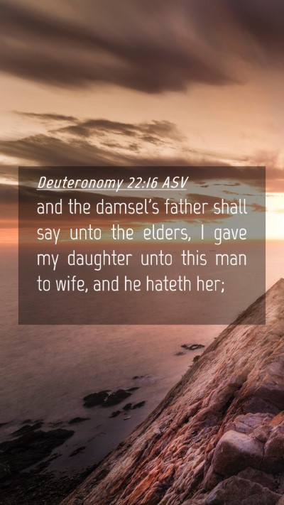 Picture 04 - Deuteronomy 22:16 ASV Mobile Phone Wallpaper - and the damsel's father shall say unto the - Mobile Bible Verse Wallpaper