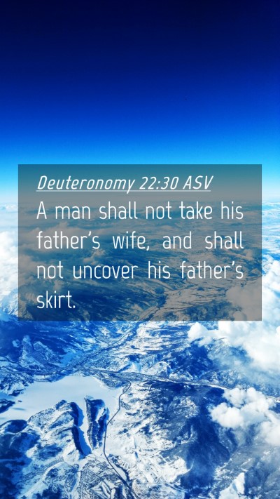 Picture 04 - Deuteronomy 22:30 ASV Mobile Phone Wallpaper - A man shall not take his father's wife, and shall - Mobile Bible Verse Wallpaper