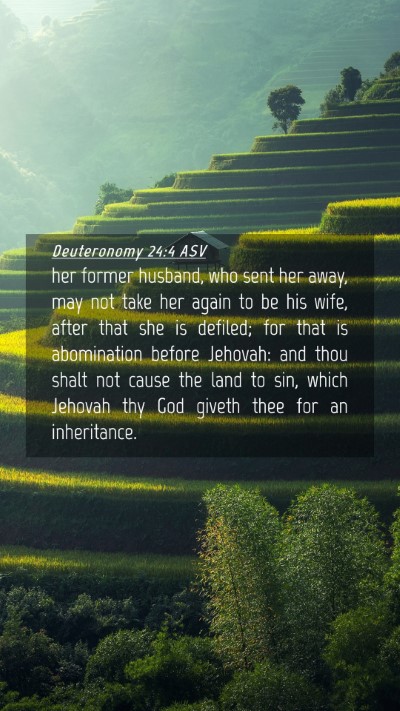 Picture 04 - Deuteronomy 24:4 ASV Mobile Phone Wallpaper - her former husband, who sent her away, may not - Mobile Bible Verse Wallpaper