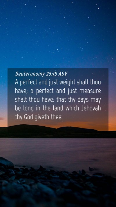 Picture 04 - Deuteronomy 25:15 ASV Mobile Phone Wallpaper - A perfect and just weight shalt thou have; a - Mobile Bible Verse Wallpaper