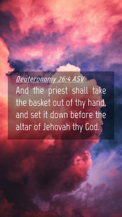 Picture 04 - Deuteronomy 26:4 ASV Mobile Phone Wallpaper - And the priest shall take the basket out of thy - Mobile Bible Verse Wallpaper