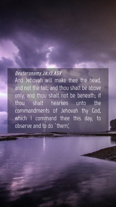 Picture 04 - Deuteronomy 28:13 ASV Mobile Phone Wallpaper - And Jehovah will make thee the head, and not the - Mobile Bible Verse Wallpaper