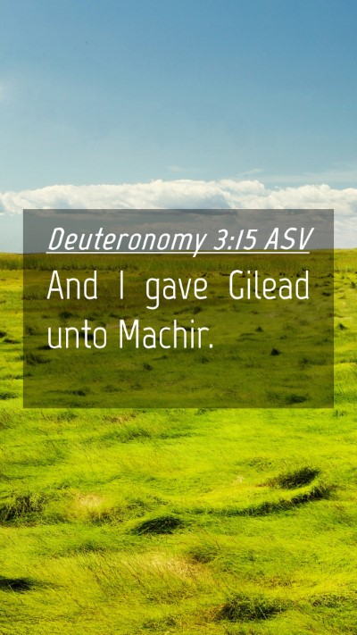Picture 04 - Deuteronomy 3:15 ASV Mobile Phone Wallpaper - And I gave Gilead unto - Mobile Bible Verse Wallpaper