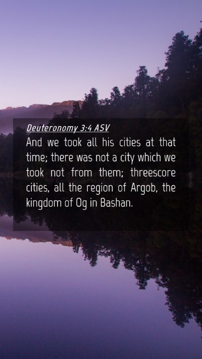 Picture 04 - Deuteronomy 3:4 ASV Mobile Phone Wallpaper - And we took all his cities at that time; there - Mobile Bible Verse Wallpaper