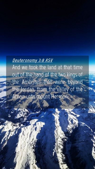 Picture 04 - Deuteronomy 3:8 ASV Mobile Phone Wallpaper - And we took the land at that time out of the hand - Mobile Bible Verse Wallpaper