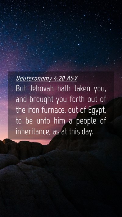 Picture 04 - Deuteronomy 4:20 ASV Mobile Phone Wallpaper - But Jehovah hath taken you, and brought you forth - Mobile Bible Verse Wallpaper
