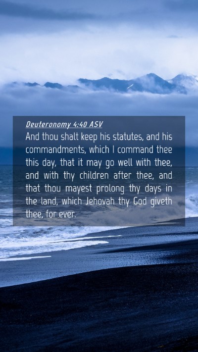 Picture 04 - Deuteronomy 4:40 ASV Mobile Phone Wallpaper - And thou shalt keep his statutes, and his - Mobile Bible Verse Wallpaper