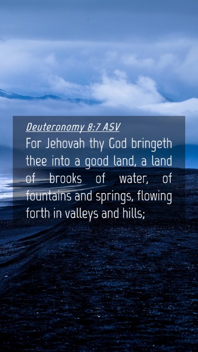 Picture 04 - Deuteronomy 8:7 ASV Mobile Phone Wallpaper - For Jehovah thy God bringeth thee into a good - Mobile Bible Verse Wallpaper