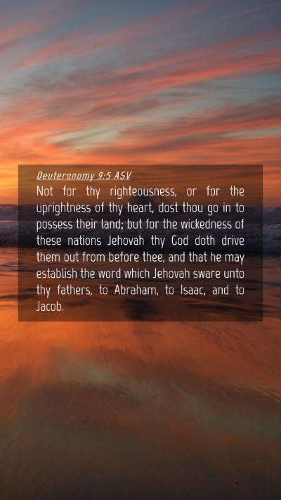 Picture 04 - Deuteronomy 9:5 ASV Mobile Phone Wallpaper - Not for thy righteousness, or for the uprightness - Mobile Bible Verse Wallpaper