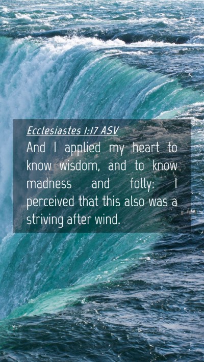 Picture 04 - Ecclesiastes 1:17 ASV Mobile Phone Wallpaper - And I applied my heart to know wisdom, and to - Mobile Bible Verse Wallpaper