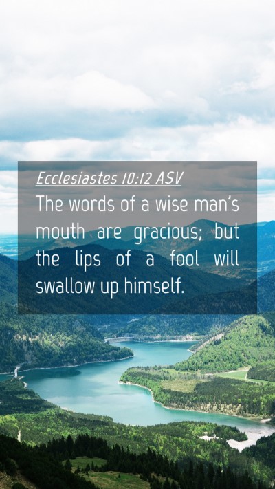 Picture 04 - Ecclesiastes 10:12 ASV Mobile Phone Wallpaper - The words of a wise man's mouth are gracious; but - Mobile Bible Verse Wallpaper