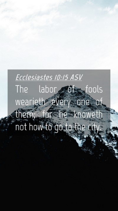 Picture 04 - Ecclesiastes 10:15 ASV Mobile Phone Wallpaper - The labor of fools wearieth every one of them; - Mobile Bible Verse Wallpaper