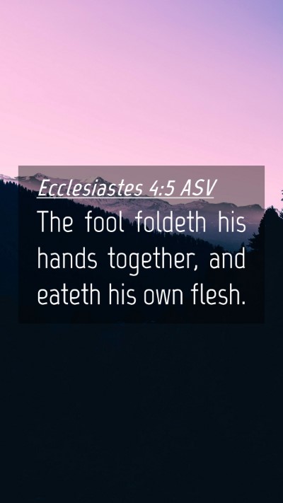 Picture 04 - Ecclesiastes 4:5 ASV Mobile Phone Wallpaper - The fool foldeth his hands together, and eateth - Mobile Bible Verse Wallpaper
