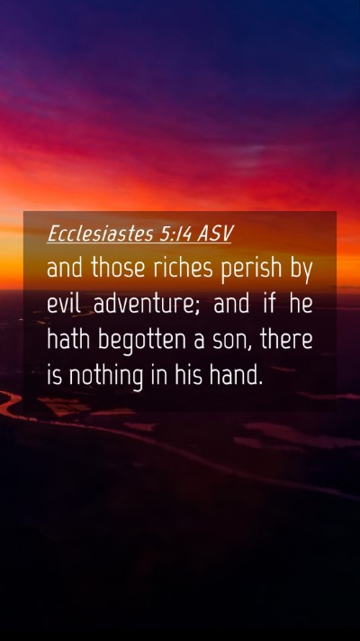 Picture 04 - Ecclesiastes 5:14 ASV Mobile Phone Wallpaper - and those riches perish by evil adventure; and if - Mobile Bible Verse Wallpaper