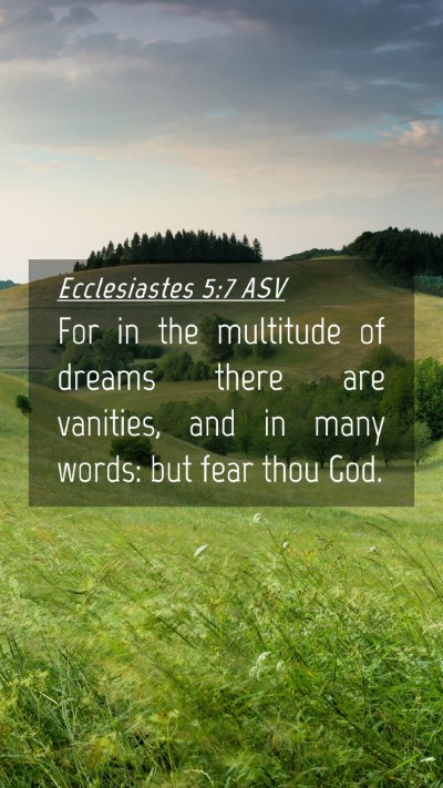 Picture 04 - Ecclesiastes 5:7 ASV Mobile Phone Wallpaper - For in the multitude of dreams there are - Mobile Bible Verse Wallpaper