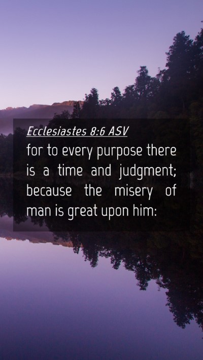 Picture 04 - Ecclesiastes 8:6 ASV Mobile Phone Wallpaper - for to every purpose there is a time and - Mobile Bible Verse Wallpaper