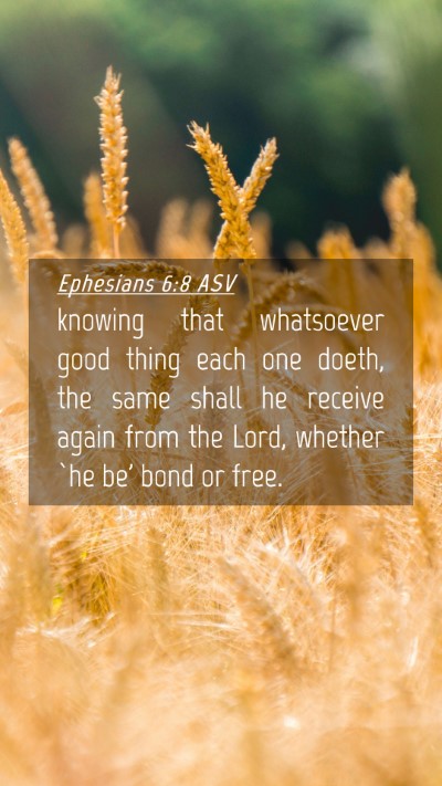 Picture 04 - Ephesians 6:8 ASV Mobile Phone Wallpaper - knowing that whatsoever good thing each one - Mobile Bible Verse Wallpaper
