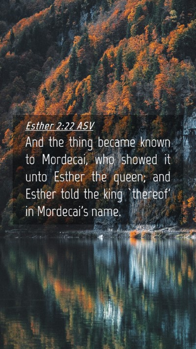 Picture 04 - Esther 2:22 ASV Mobile Phone Wallpaper - And the thing became known to Mordecai, who - Mobile Bible Verse Wallpaper