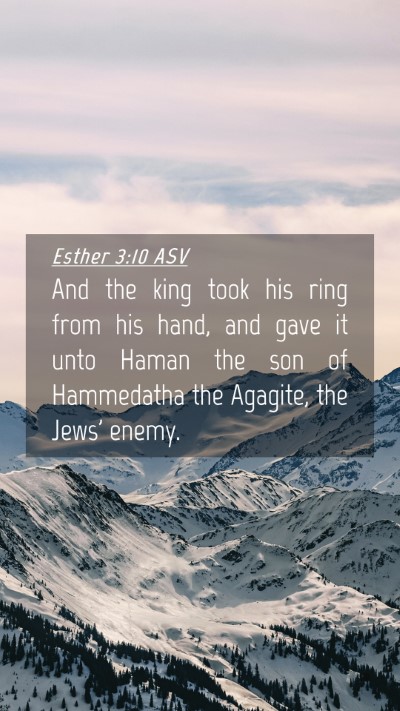 Picture 04 - Esther 3:10 ASV Mobile Phone Wallpaper - And the king took his ring from his hand, and - Mobile Bible Verse Wallpaper