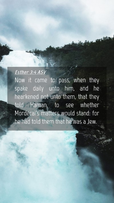 Picture 04 - Esther 3:4 ASV Mobile Phone Wallpaper - Now it came to pass, when they spake daily unto - Mobile Bible Verse Wallpaper