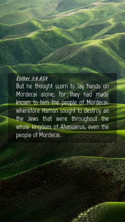 Picture 04 - Esther 3:6 ASV Mobile Phone Wallpaper - But he thought scorn to lay hands on Mordecai - Mobile Bible Verse Wallpaper