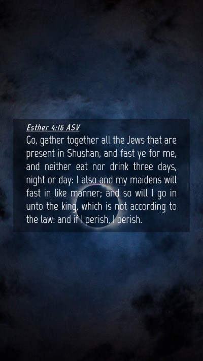 Picture 04 - Esther 4:16 ASV Mobile Phone Wallpaper - Go, gather together all the Jews that are present - Mobile Bible Verse Wallpaper