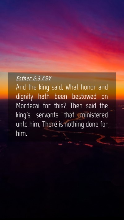 Picture 04 - Esther 6:3 ASV Mobile Phone Wallpaper - And the king said, What honor and dignity hath - Mobile Bible Verse Wallpaper