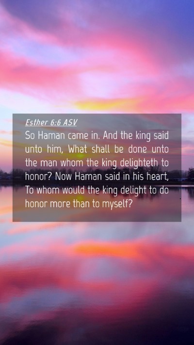 Picture 04 - Esther 6:6 ASV Mobile Phone Wallpaper - So Haman came in. And the king said unto him, - Mobile Bible Verse Wallpaper