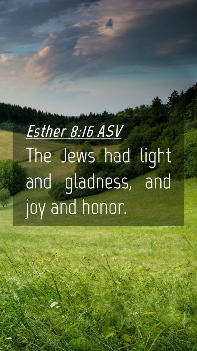 Picture 04 - Esther 8:16 ASV Mobile Phone Wallpaper - The Jews had light and gladness, and joy and - Mobile Bible Verse Wallpaper