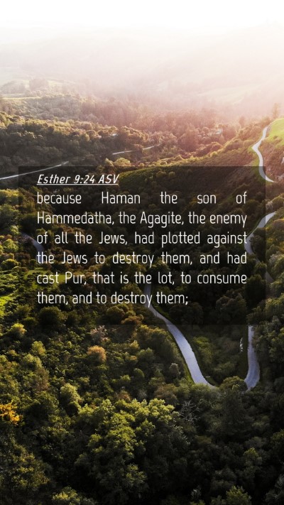 Picture 04 - Esther 9:24 ASV Mobile Phone Wallpaper - because Haman the son of Hammedatha, the Agagite, - Mobile Bible Verse Wallpaper