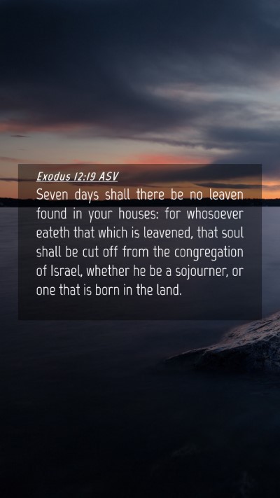 Picture 04 - Exodus 12:19 ASV Mobile Phone Wallpaper - Seven days shall there be no leaven found in your - Mobile Bible Verse Wallpaper